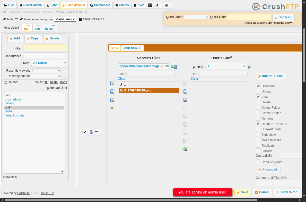 ftp.soulmate.htb WebInterface UserManager index.html