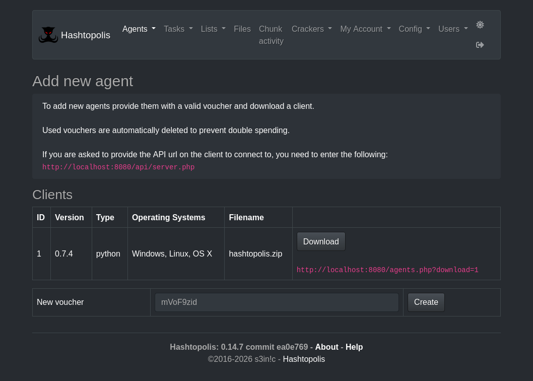 hashtopolis agents new agent